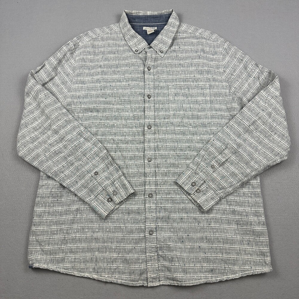 Carbon2Cobalt Shirt Men Extra Large Gray Linen Blend Long Sleeve Button Down XL
